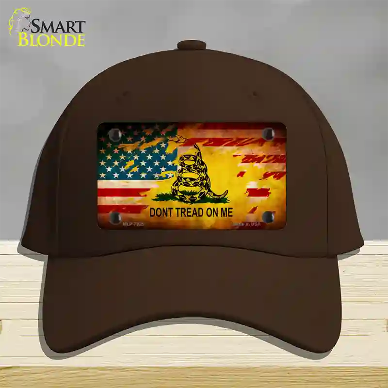 Dont Tread On Me US Flag Novelty License Plate Hat Cotton / Dark Brown