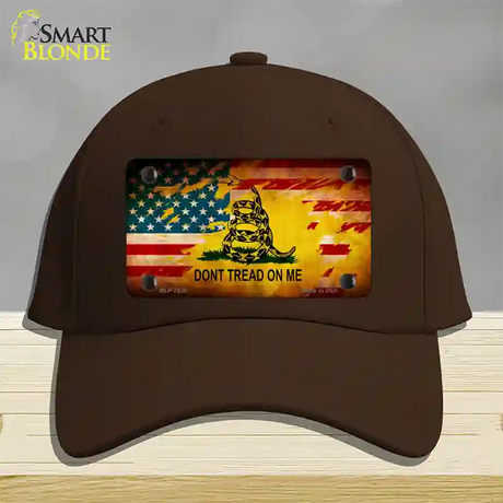 Dont Tread On Me US Flag Novelty License Plate Hat Cotton / Dark Brown