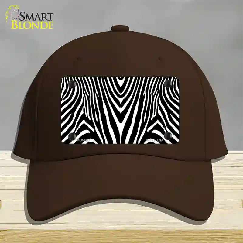 Zebra Print Novelty License Plate Hat Cotton / Dark Brown