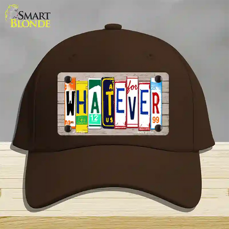 Whatever Wood License Plate Art Novelty License Plate Hat Cotton / Dark Brown