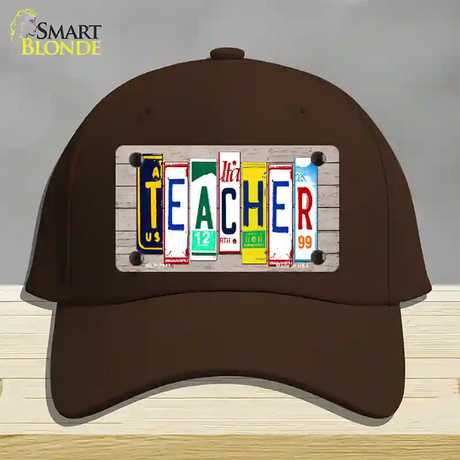 Teacher Wood License Plate Art Novelty License Plate Hat Cotton / Dark Brown