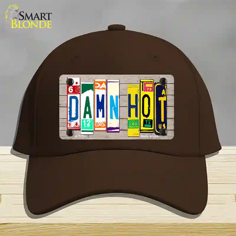 Damn Hot Wood License Plate Art Novelty License Plate Hat Cotton / Dark Brown