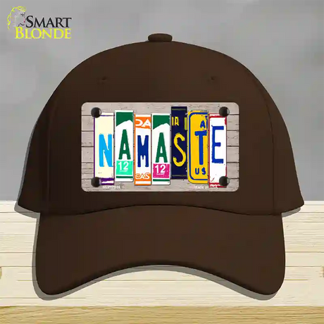 Namaste Wood License Plate Art Novelty License Plate Hat Cotton / Dark Brown