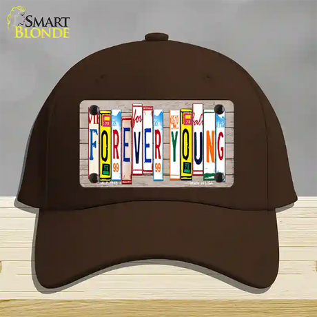 Forever Young Wood License Plate Art Novelty License Plate Hat Cotton / Dark Brown