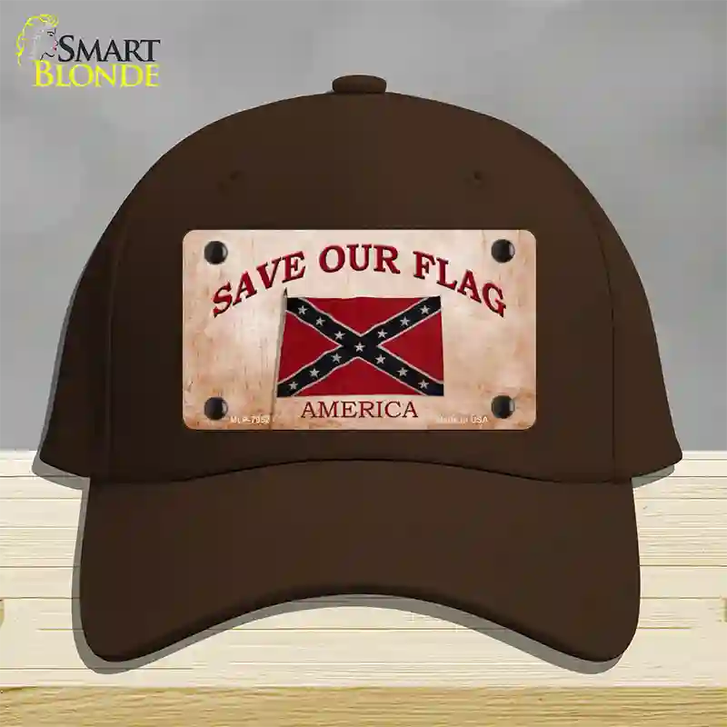 Save Our Flag Confederate Novelty License Plate Hat Cotton / Dark Brown