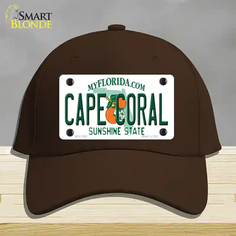 Cape Coral Florida Novelty License Plate Hat Cotton / Dark Brown