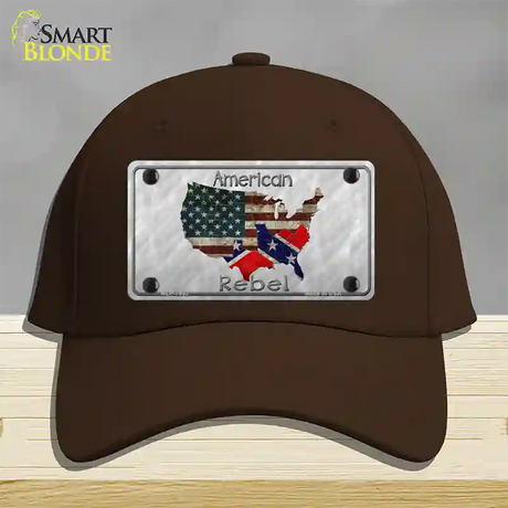 American Rebel Map Novelty License Plate Hat Cotton / Dark Brown