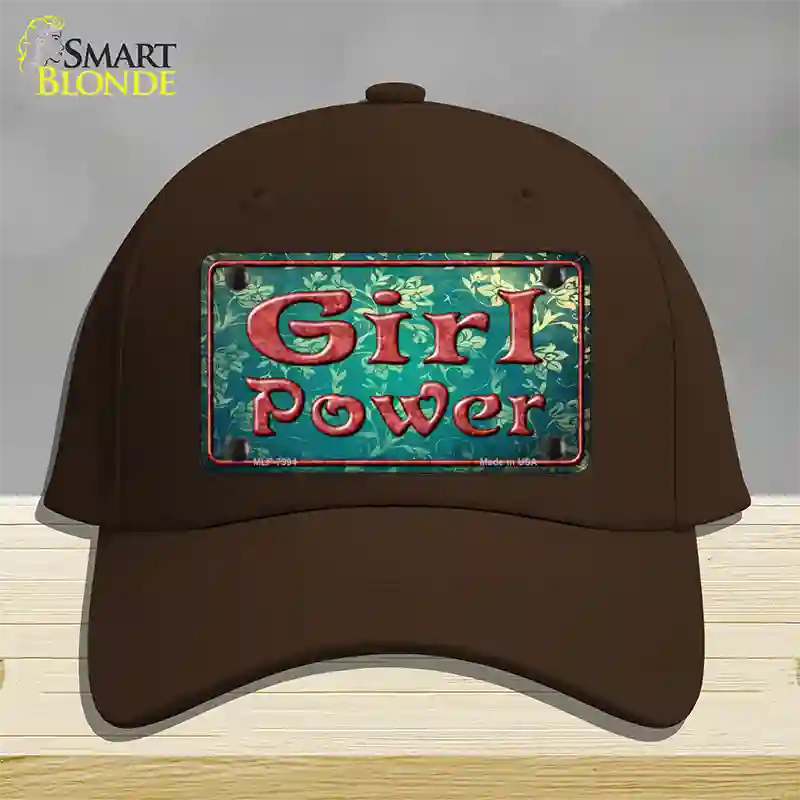 Girl Power Flower Novelty License Plate Hat Cotton / Dark Brown