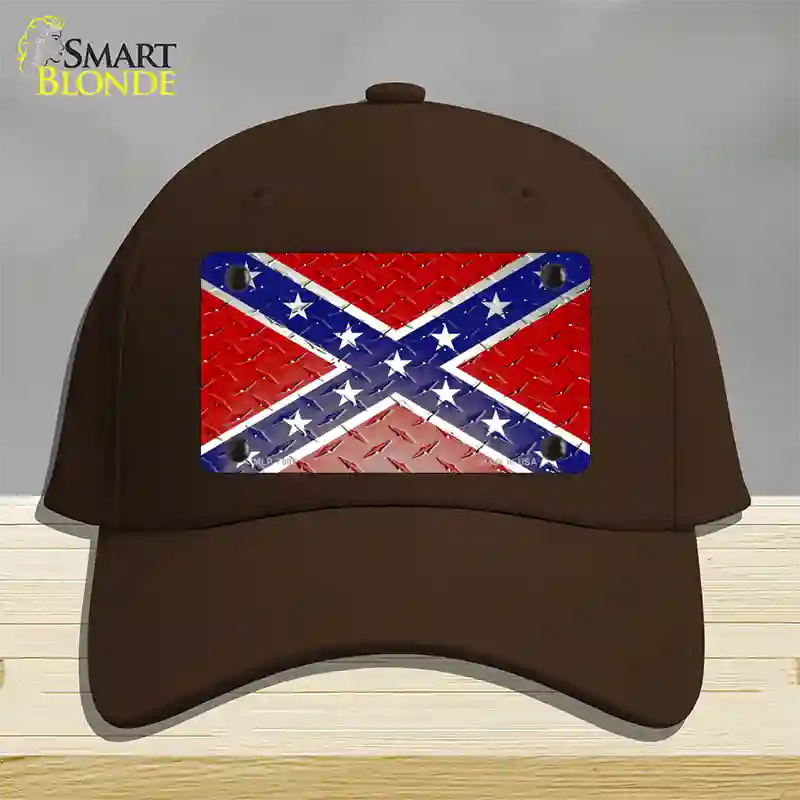 Confederate Flag Diamond Novelty License Plate Hat Cotton / Dark Brown