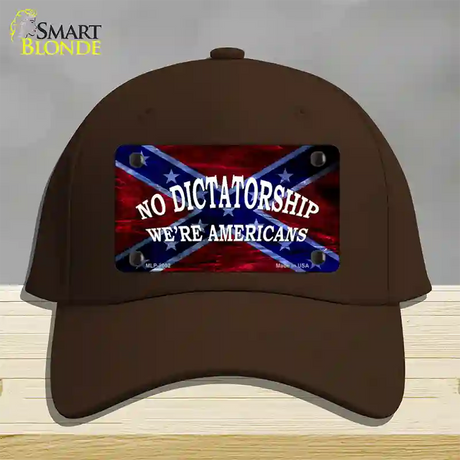 No Dictatorship Novelty License Plate Hat Cotton / Dark Brown