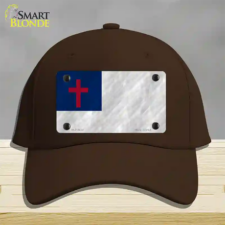 Christian Flag Novelty License Plate Hat Cotton / Dark Brown