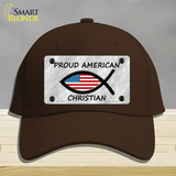 Proud American Christian Novelty License Plate Hat Cotton / Dark Brown