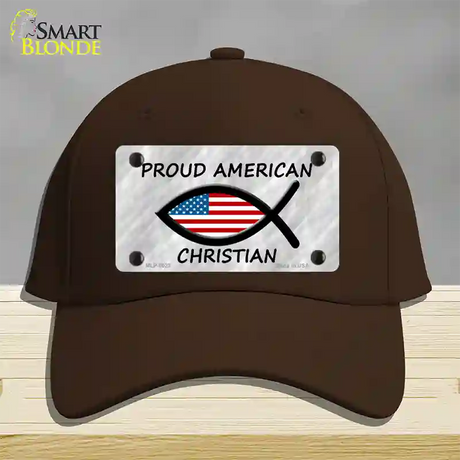 Proud American Christian Novelty License Plate Hat Cotton / Dark Brown