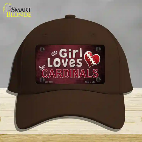 This Girl Loves Her Cardinals Novelty License Plate Hat Cotton / Dark Brown