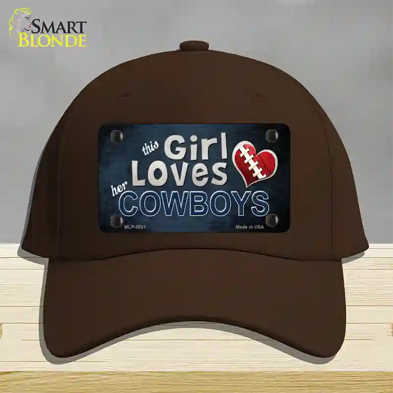 This Girl Loves Her Cowboys Novelty License Plate Hat Cotton / Dark Brown