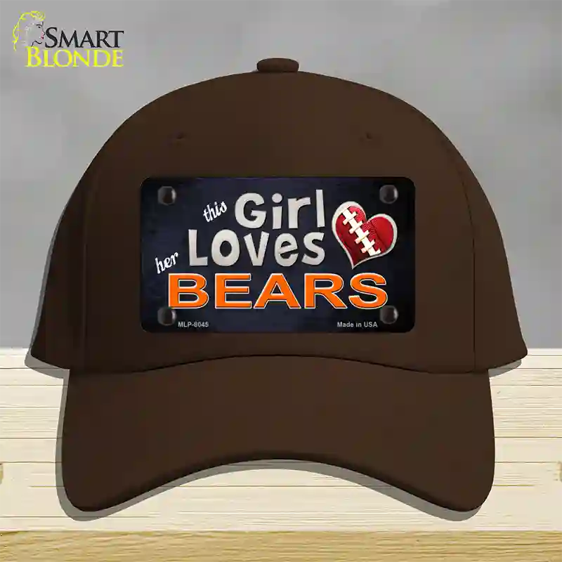 This Girl Loves Her Bears Novelty License Plate Hat Cotton / Dark Brown