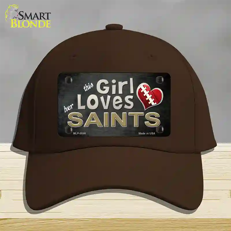 This Girl Loves Her Saints Novelty License Plate Hat Cotton / Dark Brown