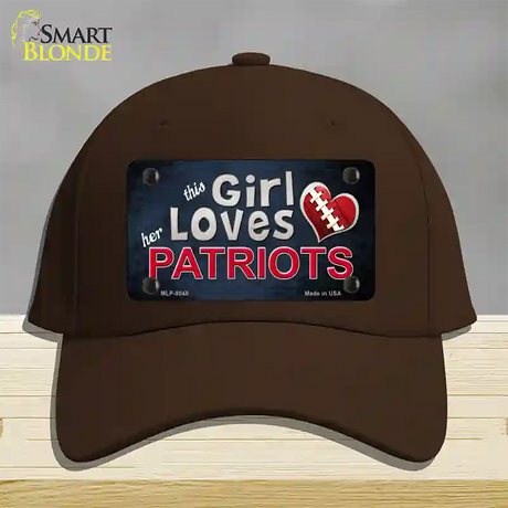 This Girl Loves Her Patriots Novelty License Plate Hat Cotton / Dark Brown