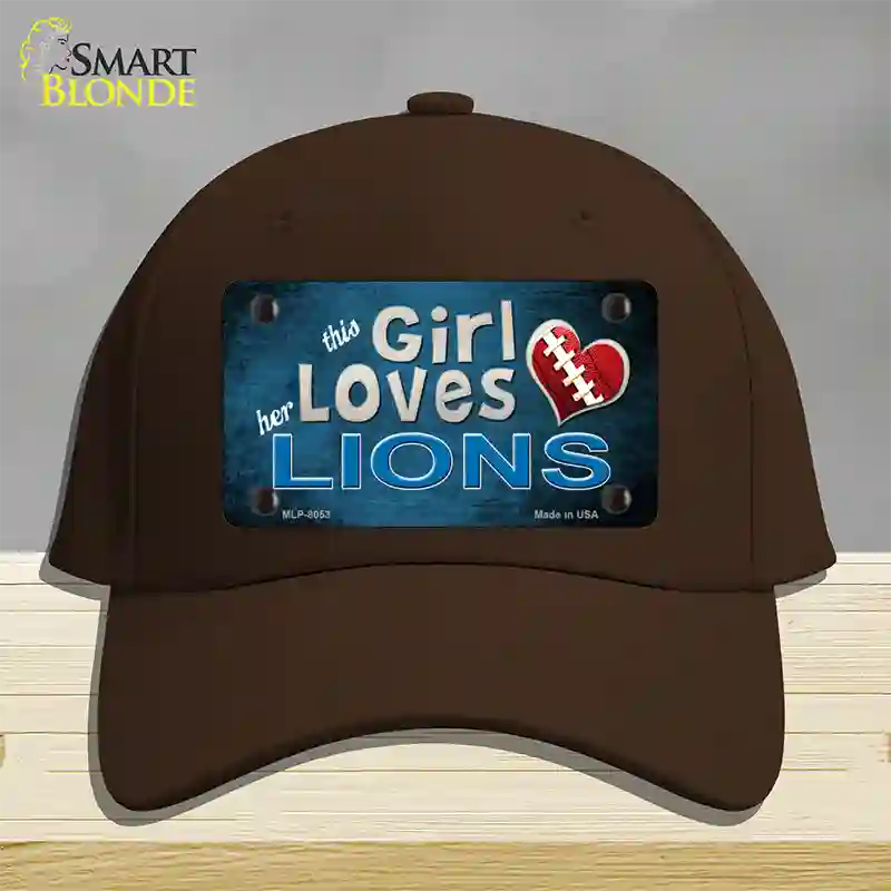 This Girl Loves Her Lions Novelty License Plate Hat Cotton / Dark Brown