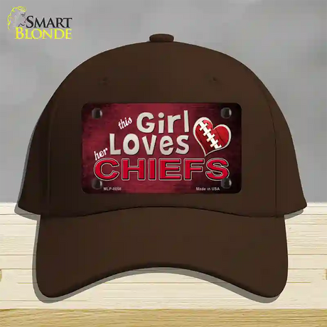 This Girl Loves Her Chiefs Novelty License Plate Hat Cotton / Dark Brown