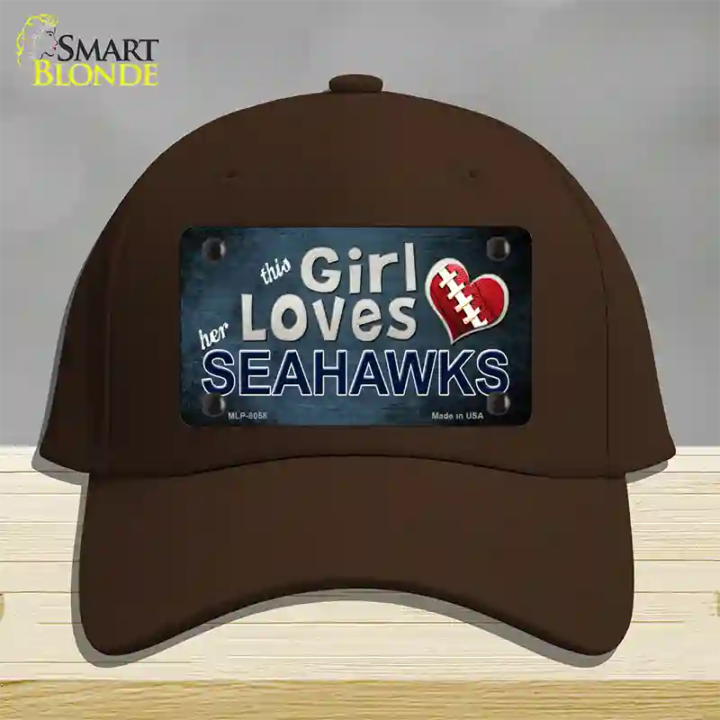 This Girl Loves Her Seahawks Novelty License Plate Hat Cotton / Dark Brown