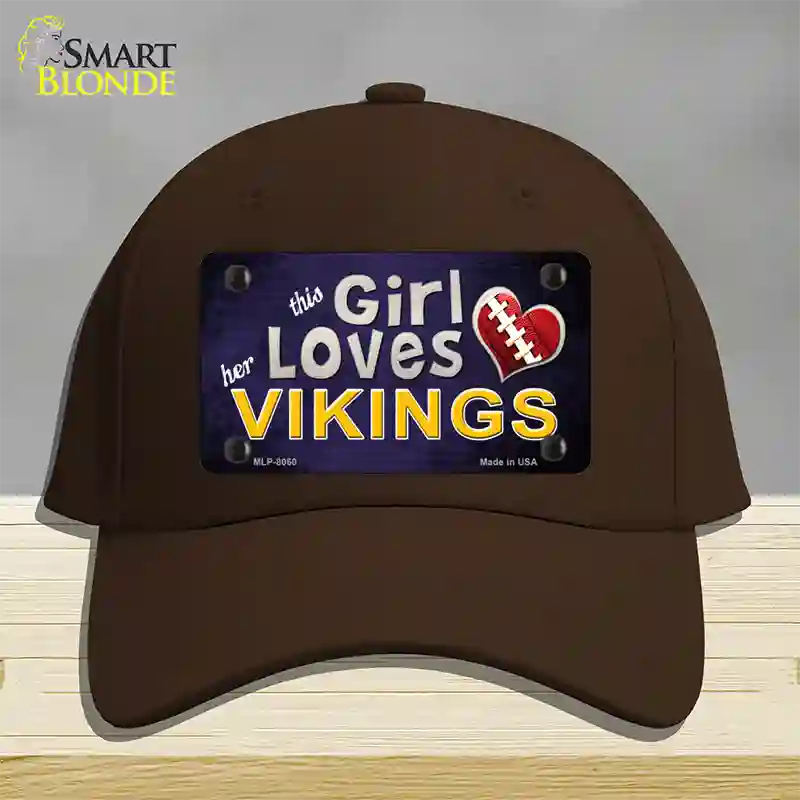 This Girl Loves Her Vikings Novelty License Plate Hat Cotton / Dark Brown