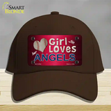 This Girl Loves Her Angels Novelty License Plate Hat Cotton / Dark Brown