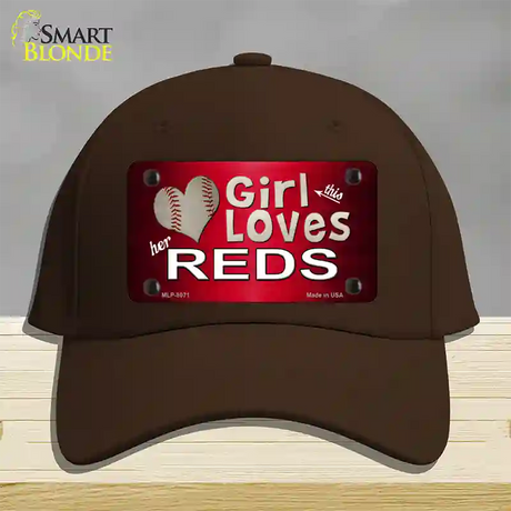 This Girl Loves Her Reds Novelty License Plate Hat Cotton / Dark Brown