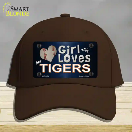 This Girl Loves Her Tigers Novelty License Plate Hat Cotton / Dark Brown