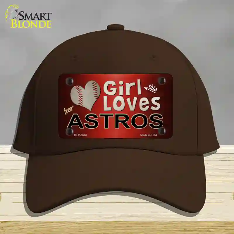 This Girl Loves Her Astros Novelty License Plate Hat Cotton / Dark Brown