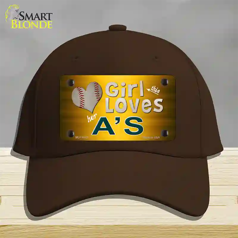 This Girl Loves Her Athletics Novelty License Plate Hat Cotton / Dark Brown