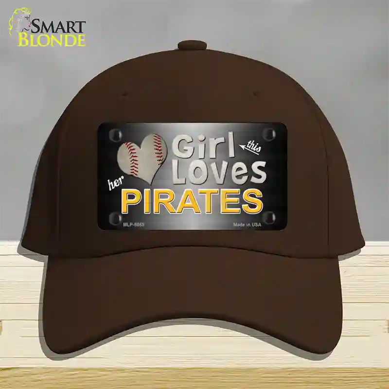 This Girl Loves Her Pirates Novelty License Plate Hat Cotton / Dark Brown