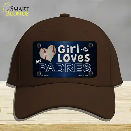 This Girl Loves Her Padres Novelty License Plate Hat Cotton / Dark Brown