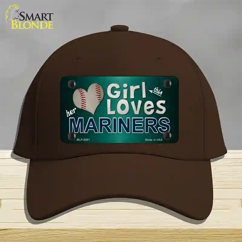 This Girl Loves Her Mariners Novelty License Plate Hat Cotton / Dark Brown