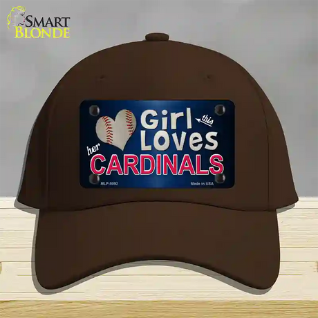 This Girl Loves Her Cardinals Baseball Novelty License Plate Hat Cotton / Dark Brown