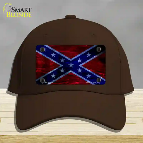 Confederate Flag Foiled Novelty License Plate Hat Cotton / Dark Brown