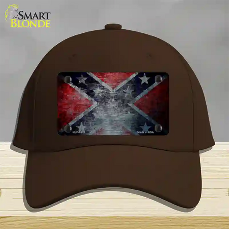 Confederate Flag Scratched Novelty License Plate Hat Cotton / Dark Brown