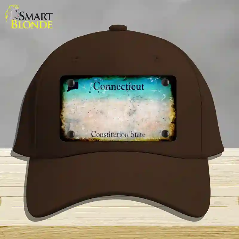 Connecticut Rusty Blank Novelty License Plate Hat Cotton / Dark Brown