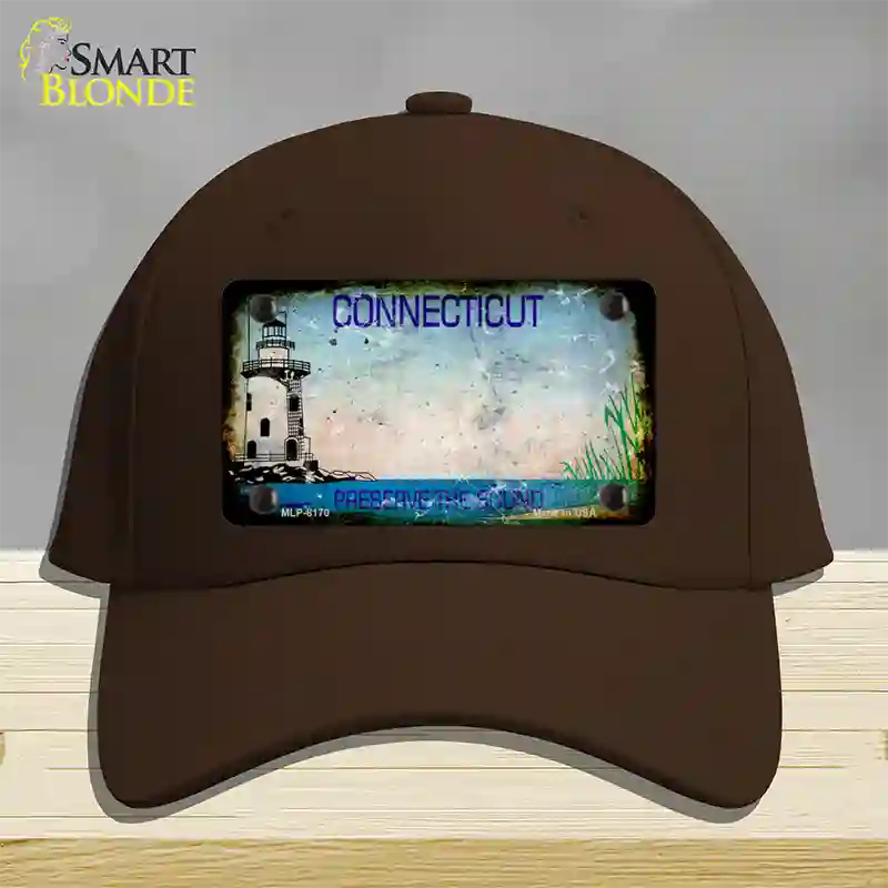 Connecticut Preserve Rusty Blank Novelty License Plate Hat Cotton / Dark Brown