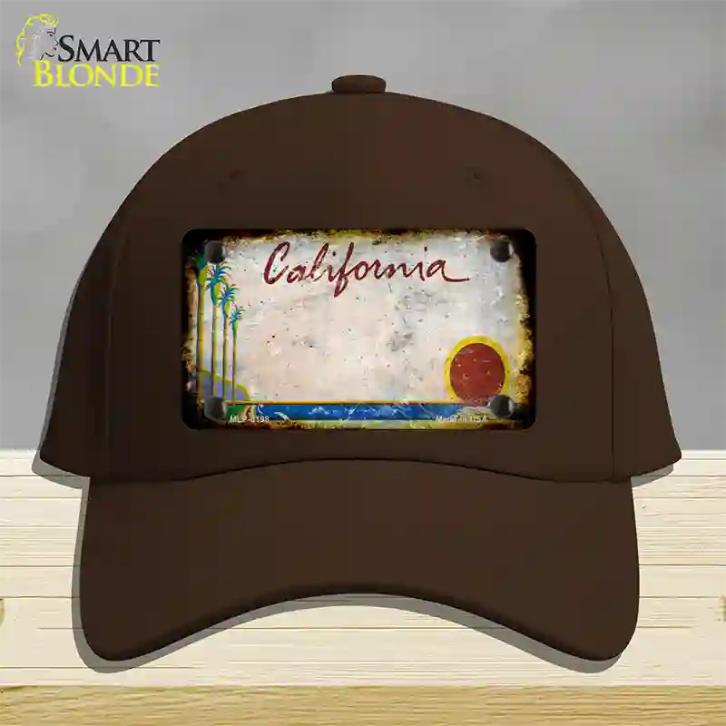 California Palm Tree Rusty Blank Novelty License Plate Hat Cotton / Dark Brown