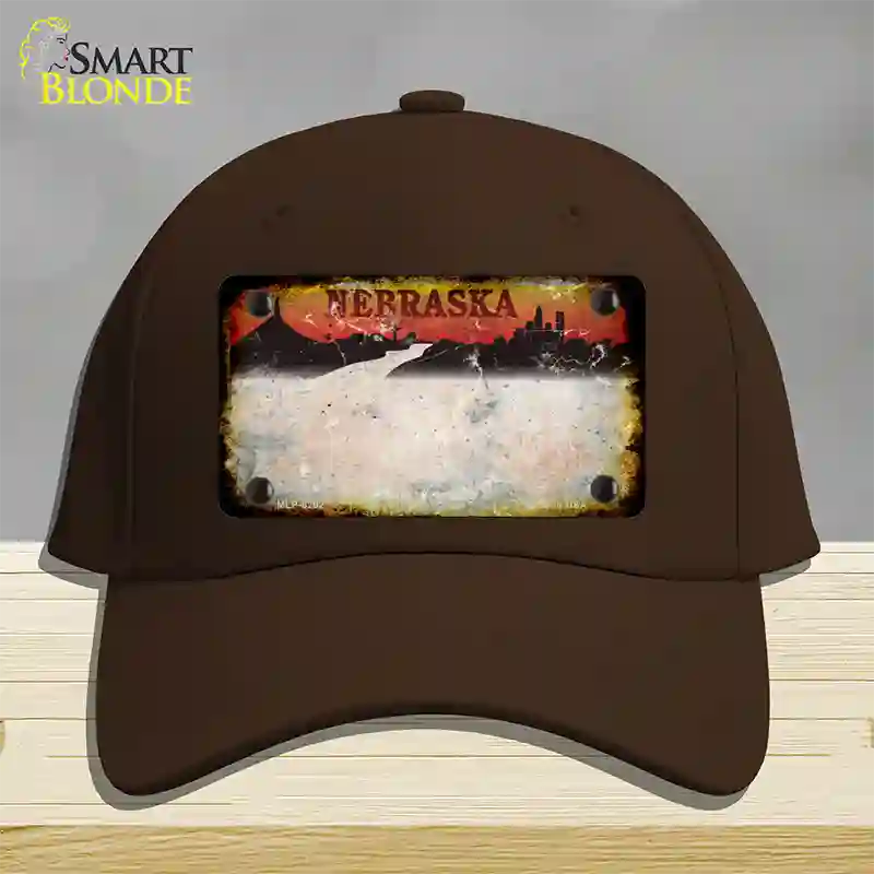 Nebraska Amber Rusty Blank Novelty License Plate Hat Cotton / Dark Brown