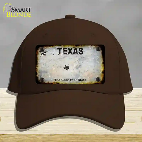 Texas White Rusty Blank Novelty License Plate Hat Cotton / Dark Brown