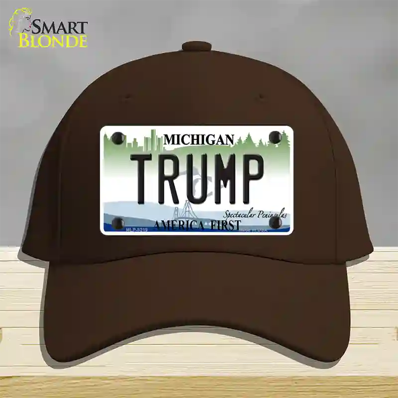 Trump Michigan Novelty License Plate Hat Cotton / Dark Brown