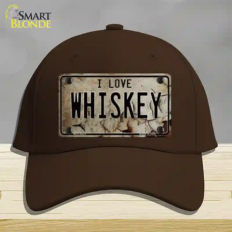 I Love Whiskey Novelty License Plate Hat Cotton / Dark Brown