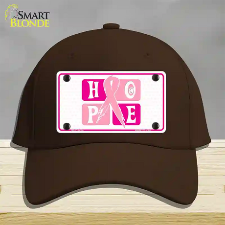 Hope Breast Cancer Ribbon Novelty License Plate Hat Cotton / Dark Brown