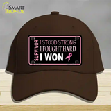 Breast Cancer Survivor Ribbon Novelty License Plate Hat Cotton / Dark Brown