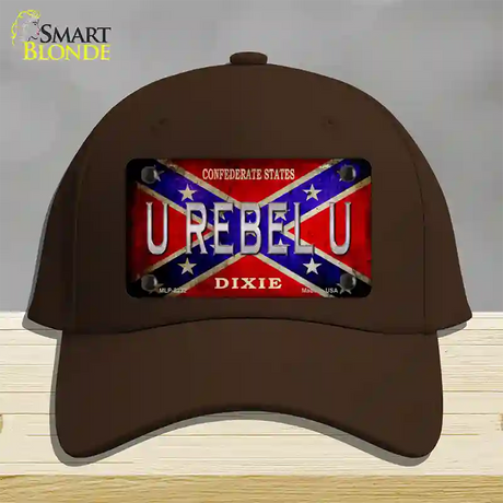 U Rebel U Novelty License Plate Hat Cotton / Dark Brown