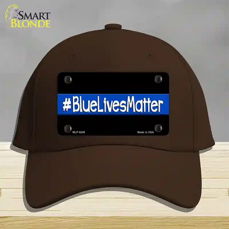 Blue Lives Matter Black Novelty License Plate Hat Cotton / Dark Brown