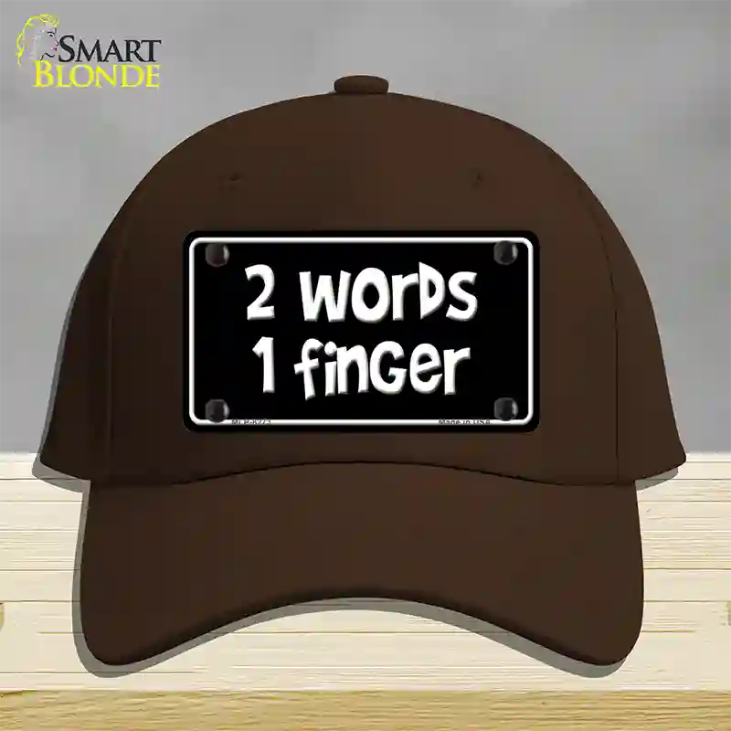 Two Words One Finger Novelty License Plate Hat Cotton / Dark Brown