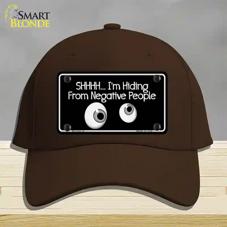 Hiding From Negative People Novelty License Plate Hat Cotton / Dark Brown